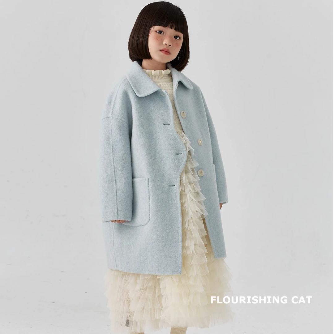 FLOURISHING CAT|秋冬儿童新款百搭双面羊毛大衣时尚童装亲子装