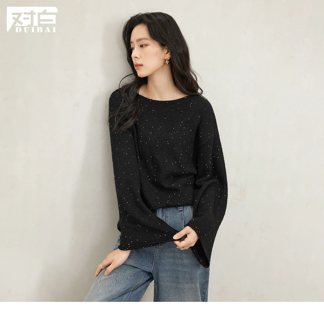 【金拐子专属】D01对白女春上衣气质优雅舒适显瘦减龄毛衣EDE019