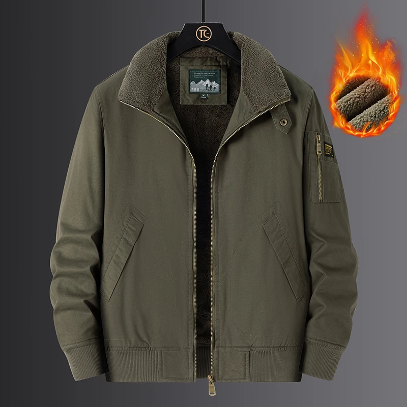 雅鹿优选冬季男士户外休闲棉衣加绒加厚工装保暖纯棉防风棉服外套