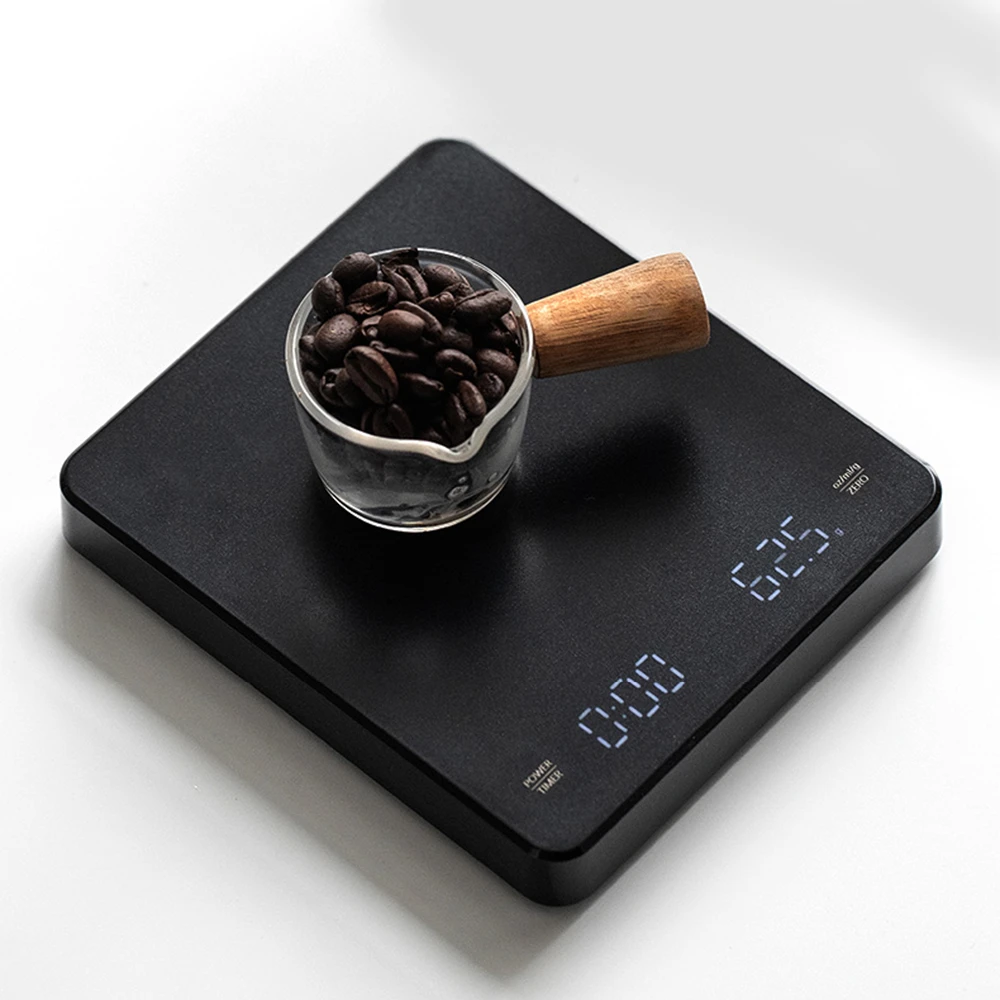意式咖啡电子秤 家用USB充电厨房烘焙手冲秤小方块咖啡豆称重计时