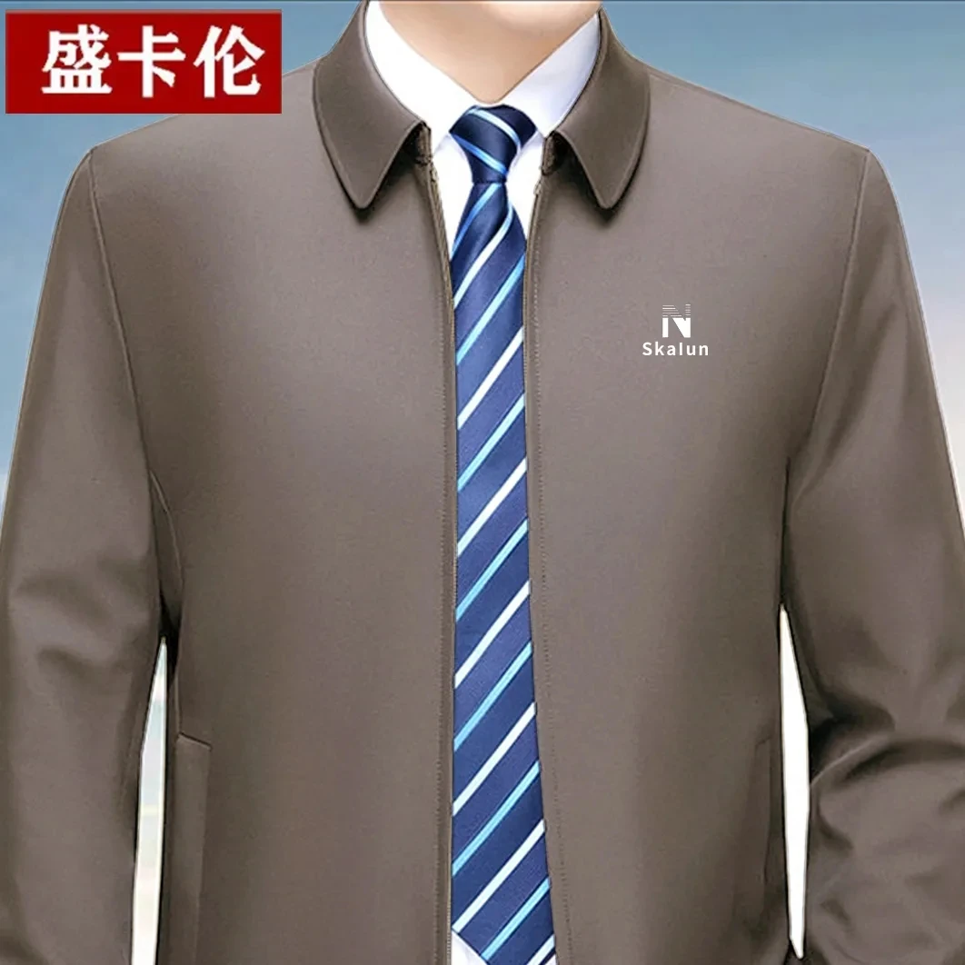 新款春秋季男士休闲外套中老年爆款宽松高档爸爸商务干部行政夹克
