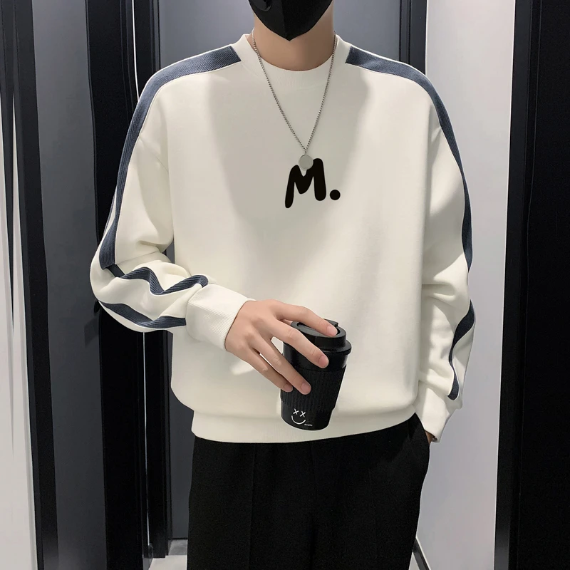 发泡印花卫衣男2025春秋款潮流宽松打底衫男士套头长袖内搭上衣男