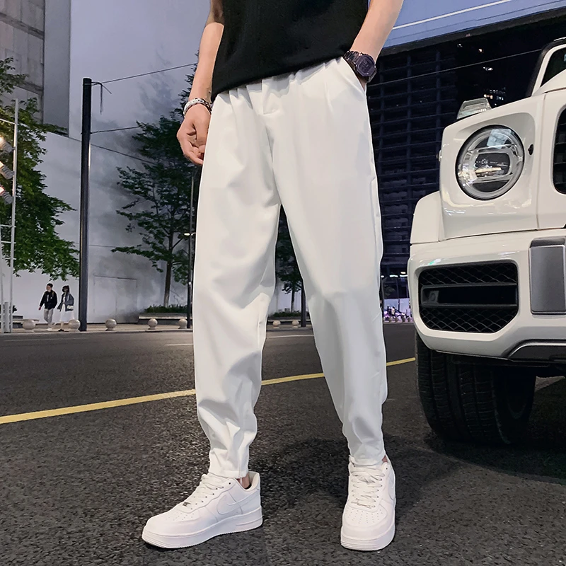 潮流速干九分裤男夏季潮牌百搭束脚男裤子2025新款纯色休闲裤小脚