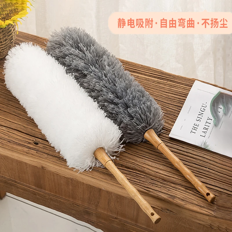 新款纤维静电吸尘掸除尘扫灰家用长鸡毛掸子不掉毛打扫神器大扫除