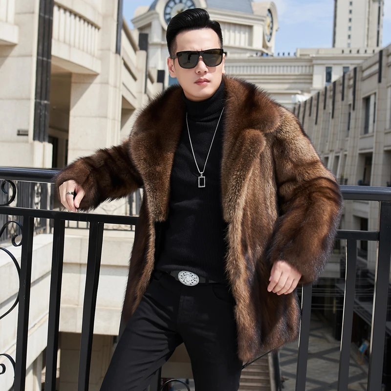北美加拿大渔貂男士皮草外套貂皮大衣整貂西装领休闲大气厚实保暖