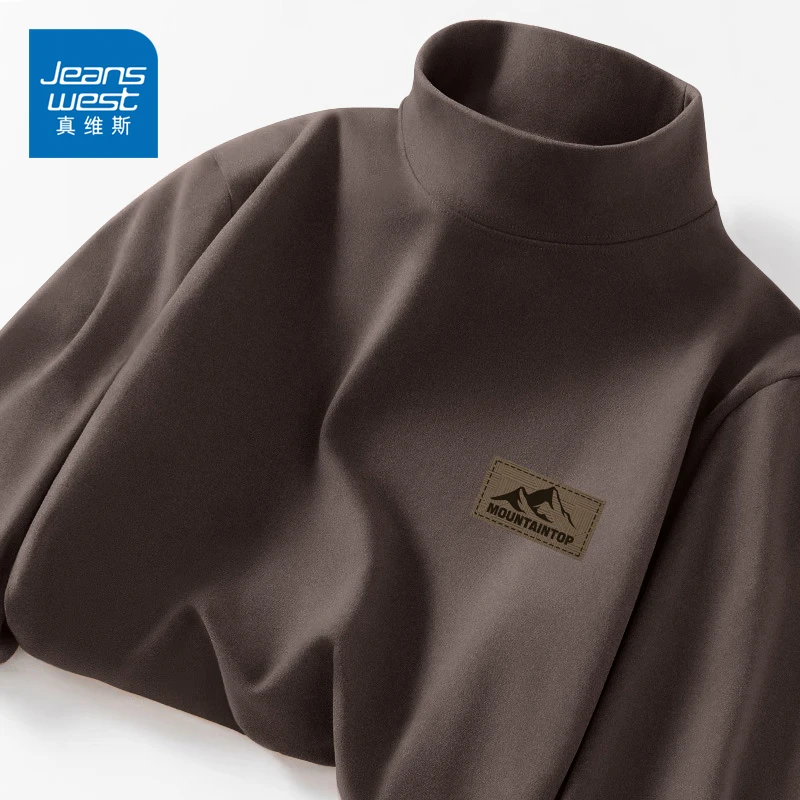 真维斯美拉德打底衫男款冬季双面德绒保暖T恤时尚百搭半高领上衣