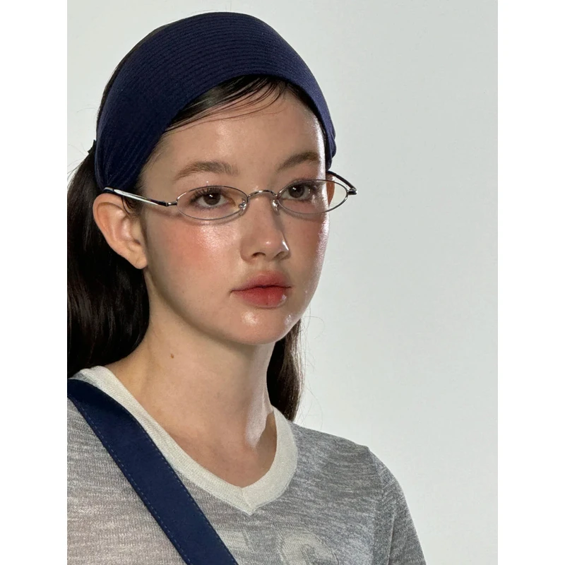 404的店复古小框椭圆金属近视眼镜架素颜平光镜框配度数斯文男女