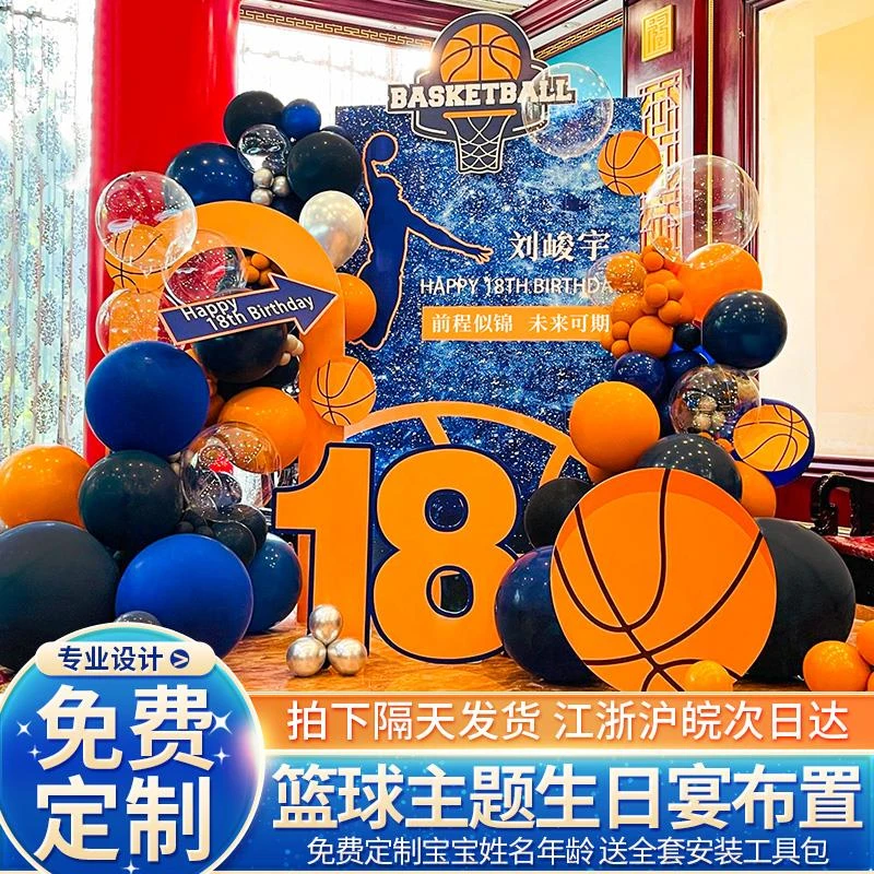 篮球主题灌篮高手男孩10十岁生日装饰场景布置儿童派对背景墙kt板