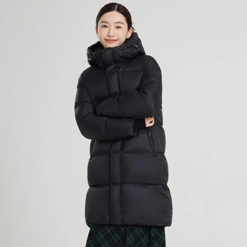 羽物2023冬新鹅绒服加厚黑色300克中长款95大朵绒羽绒服女TL2239