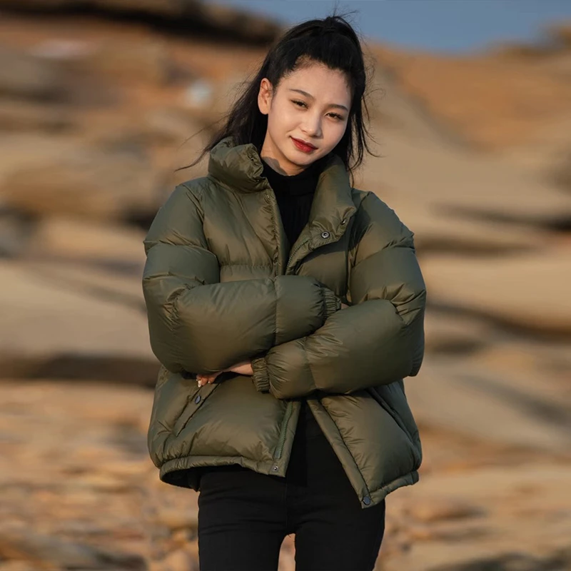羽物95白鸭绒红色羽绒服女短款加厚小个子2023冬季新款韩版面包服