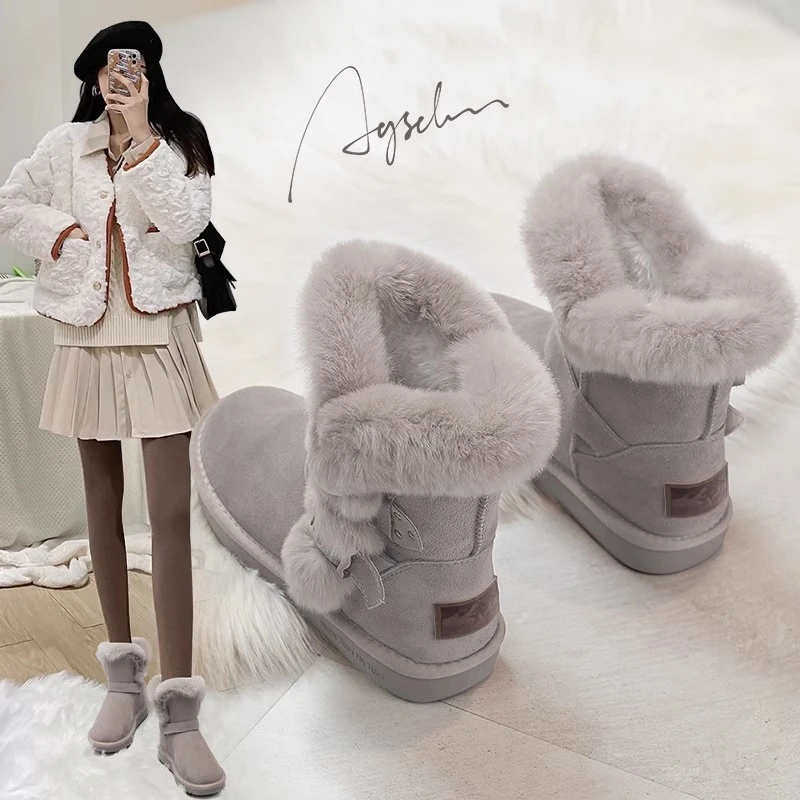 奥古狮登加绒雪地靴女冬季2025新款外穿东北保暖棉鞋防滑爆款厚底