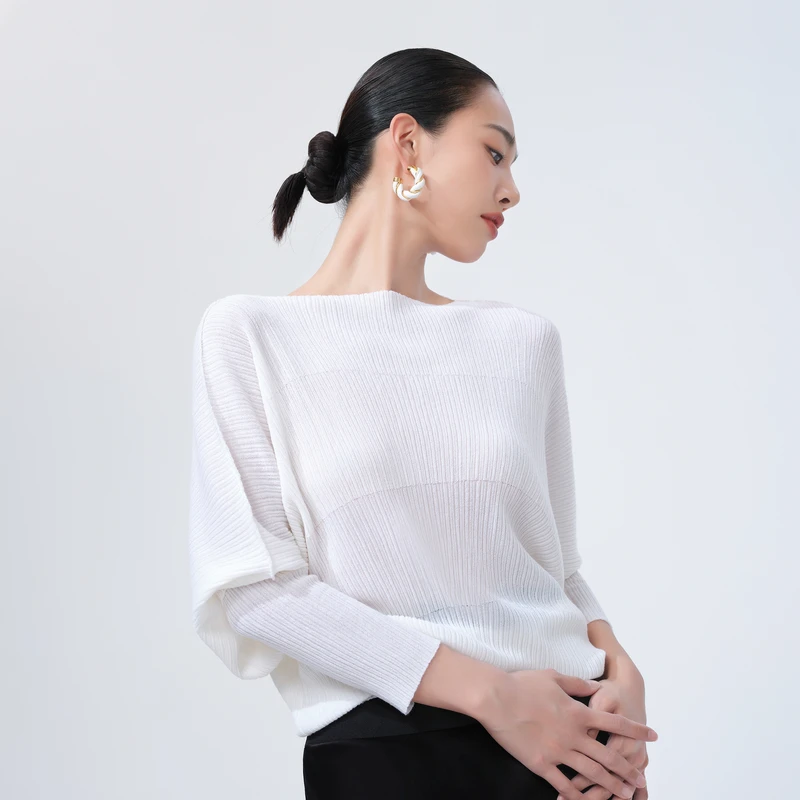TU女装经典一字肩针织打底2025夏季法式风长袖针织衫套头毛衣毛衫