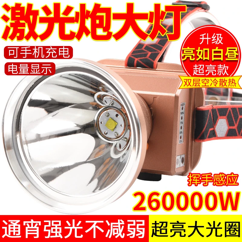 激光炮头灯强光充电超亮头戴式远射超长续航智能挥手感应照明灯