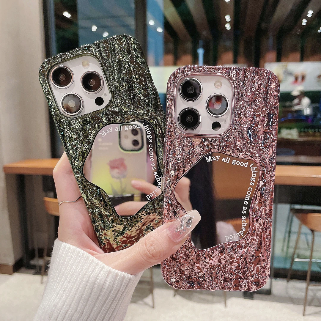 岩石镜面适用苹果iPhone/华为荣耀/OPPO/VIVO手机壳14/13防摔保护