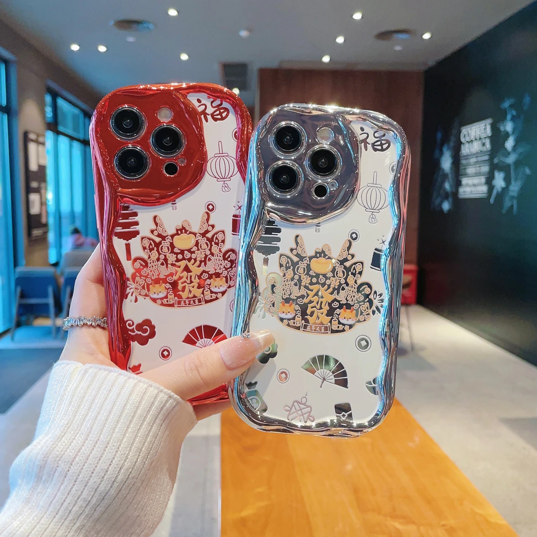 电镀曲边纹适用苹果15/iPhone/华为荣耀/oppo/vivo/小米手机壳潮