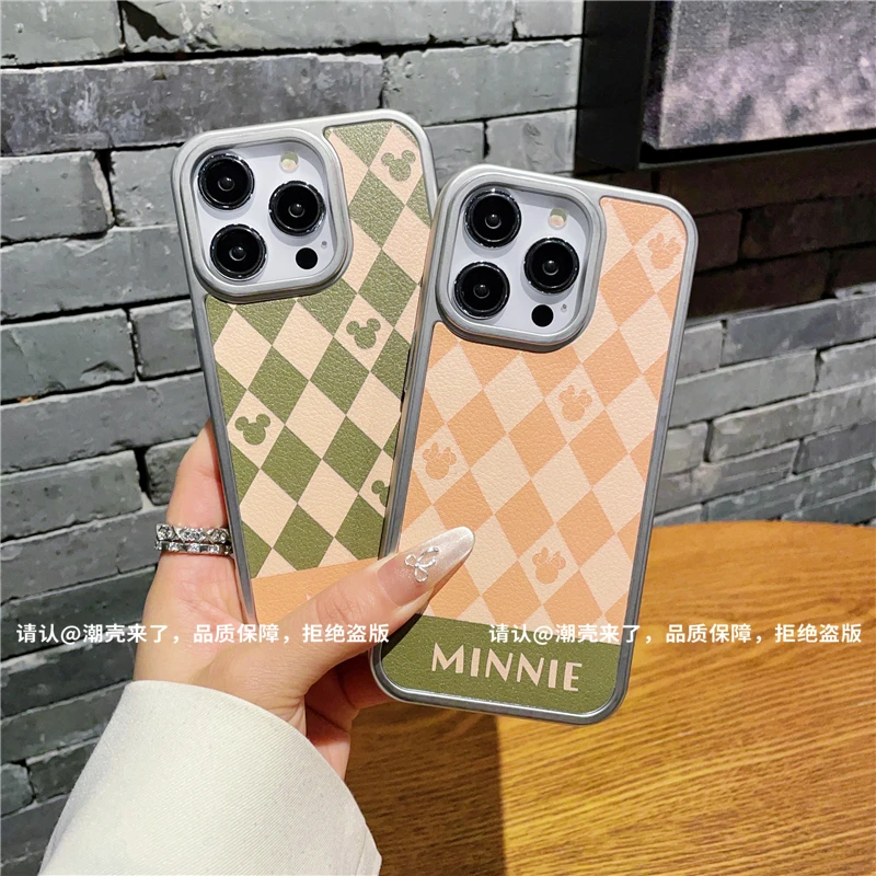 电镀银框皮纹适用苹果16/iPhone/华为荣耀/oppo/vivo/小米手机壳