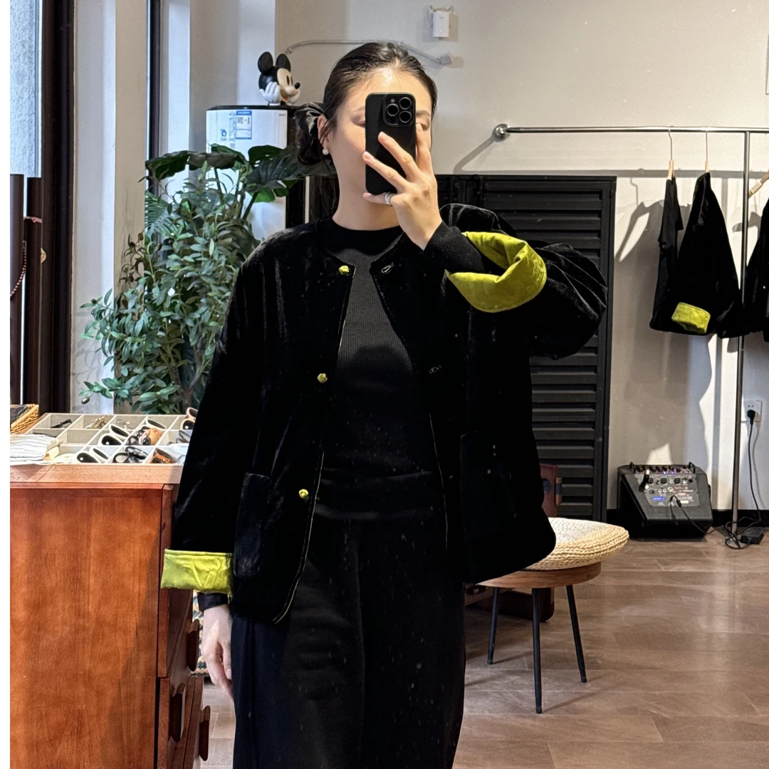 DR-绿Can丝丝绒棉服