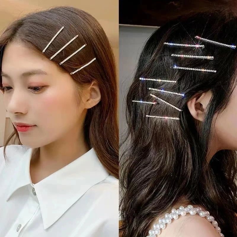 金智妮同款水钻发夹一字夹子超闪边夹刘海少女发卡珍妮头饰仙女夹
