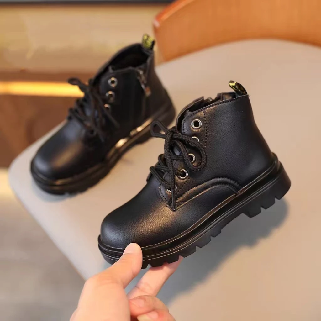 【3023】太阳家A-1冬季二棉绒棉鞋马丁靴时尚休闲防水儿童学校筒靴