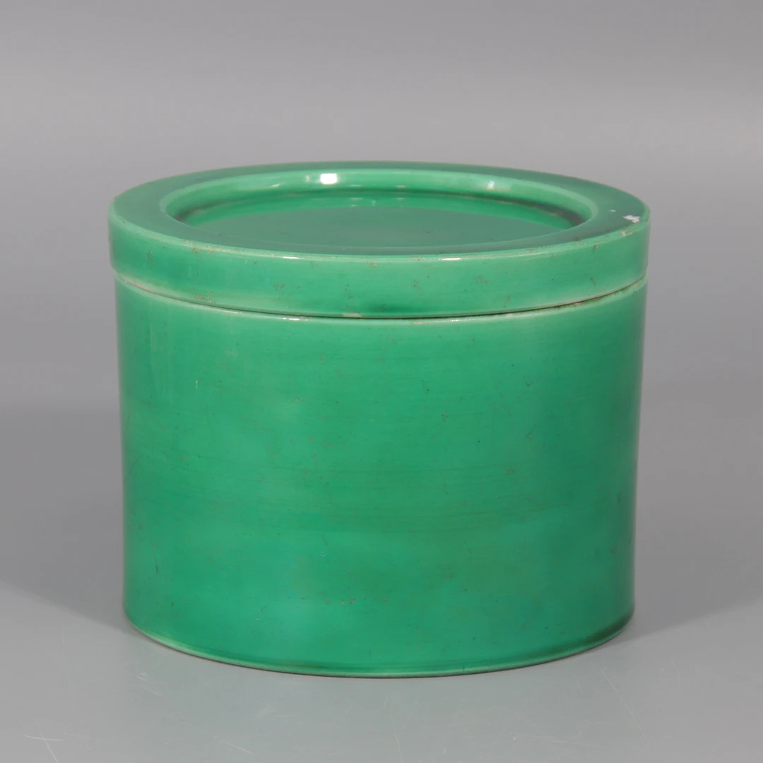 瓜皮绿釉蛐蛐盖盒H408-076