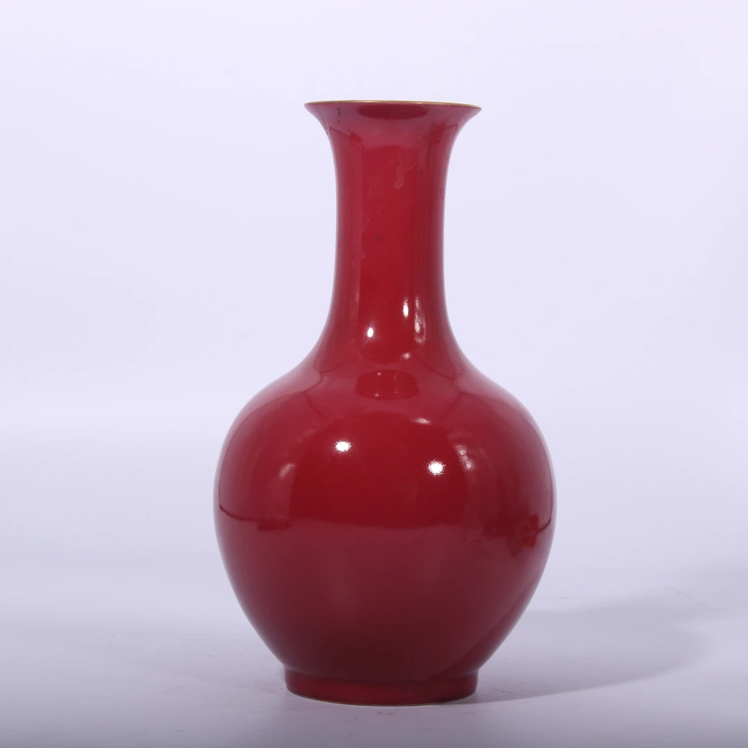 胭脂红釉天球瓶 H310-078