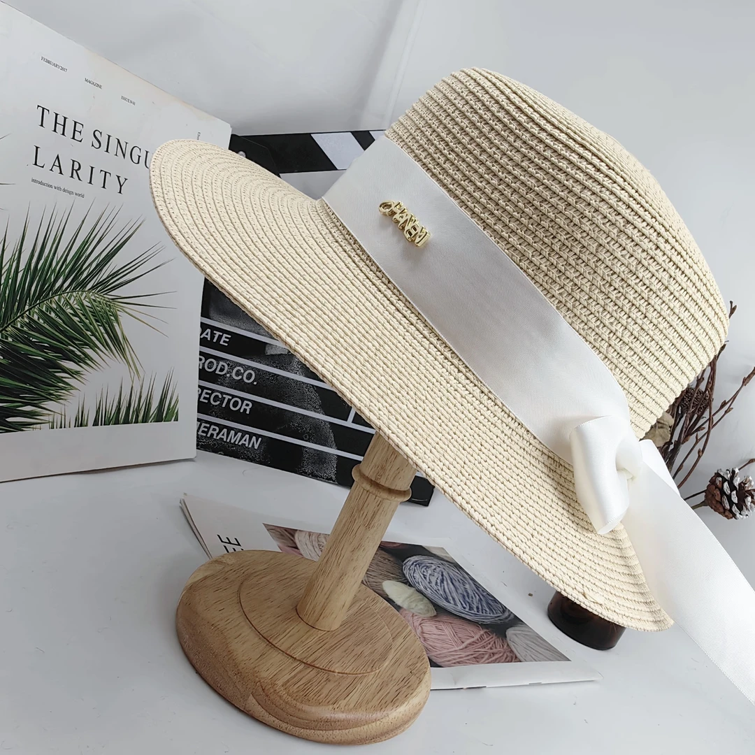 春夏英伦复古草帽女遮阳防晒海边度假沙滩帽ins网红日系平顶礼帽