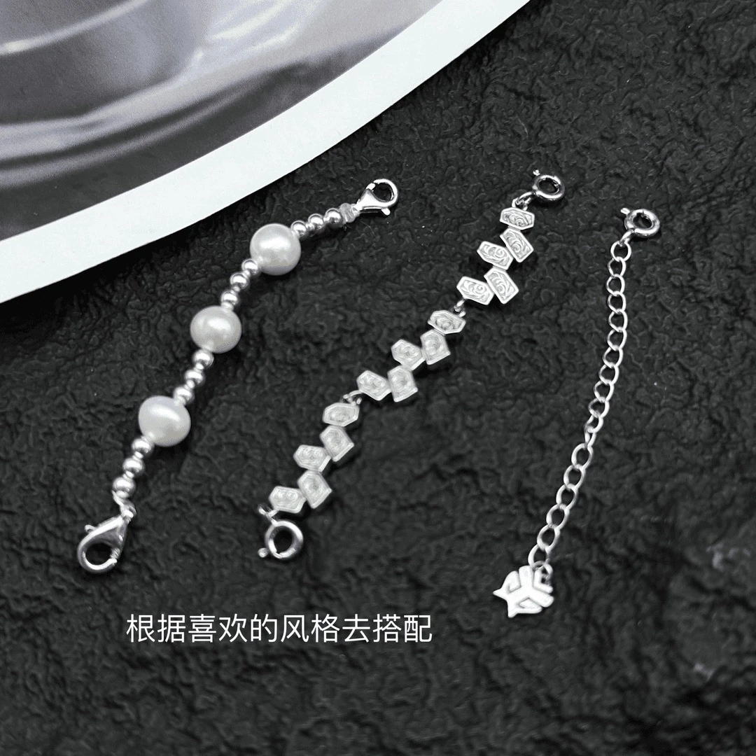 925银银制品 可调节延长链加长链手工银制品百搭小链条抽拉简约