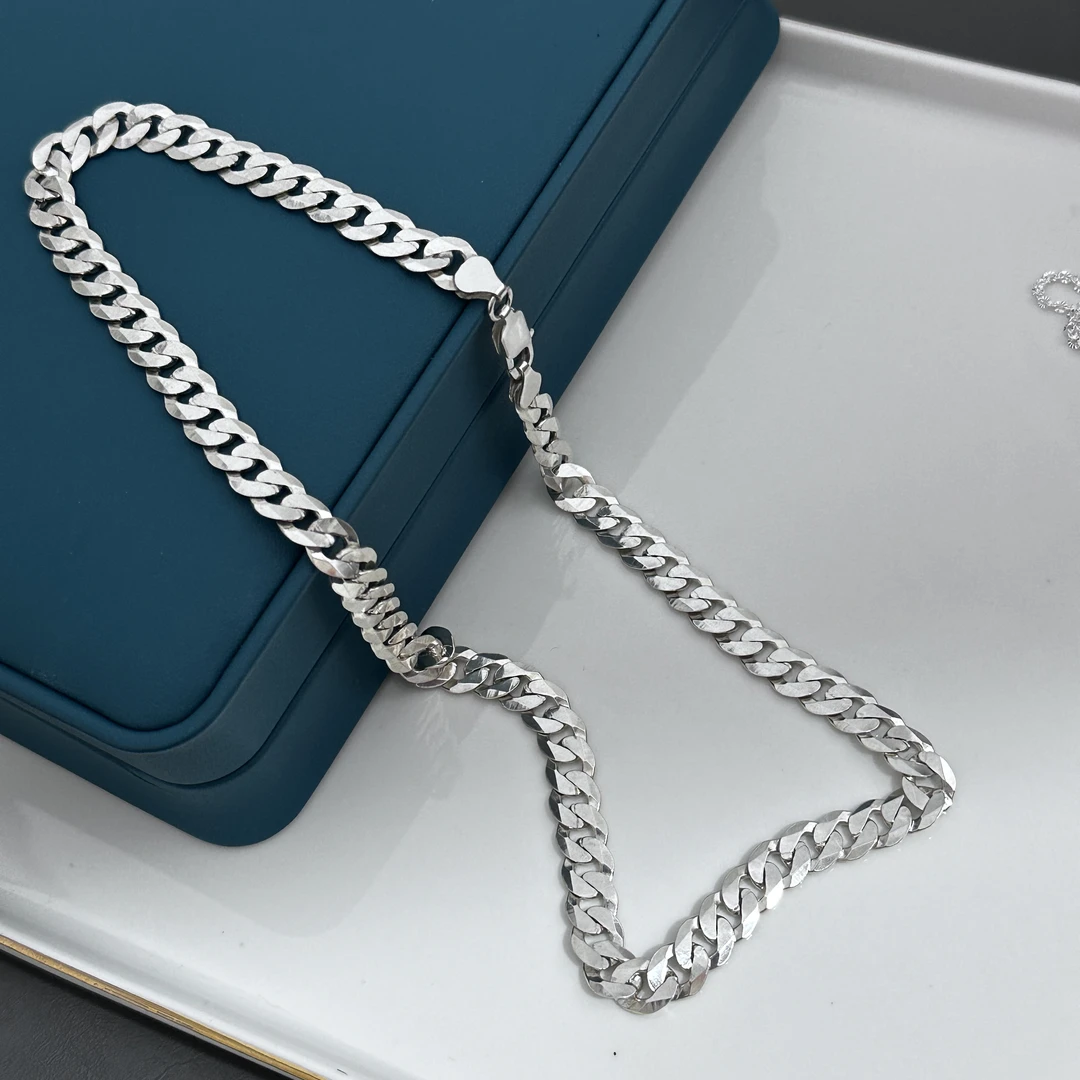 链子925银 个性银链项链男士手工时尚古巴链情侣欧美素款经典简约
