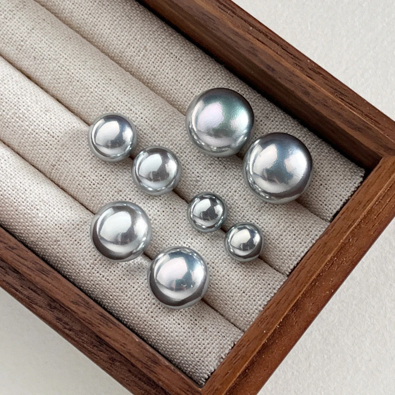 925银耳饰 纯银炫彩人造珍珠耳钉女耳环轻奢名媛风气质基础款耳饰