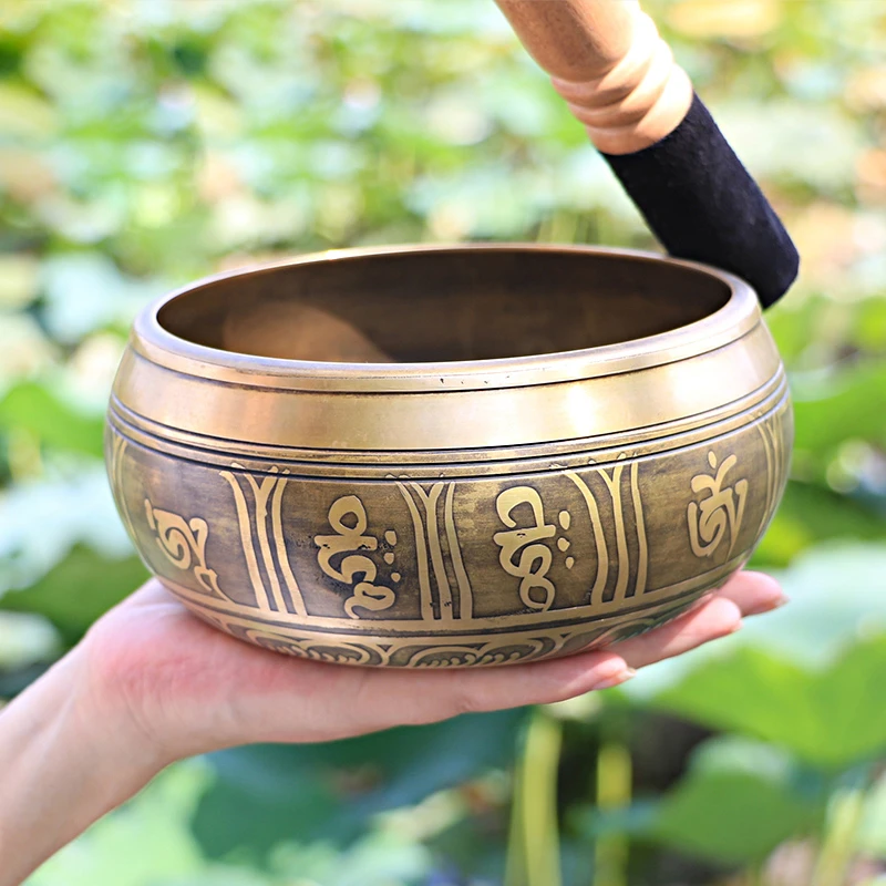 尼泊尔手工颂钵瑜伽摆件工艺品响铜音碗冥想静心钵引磬铜罄