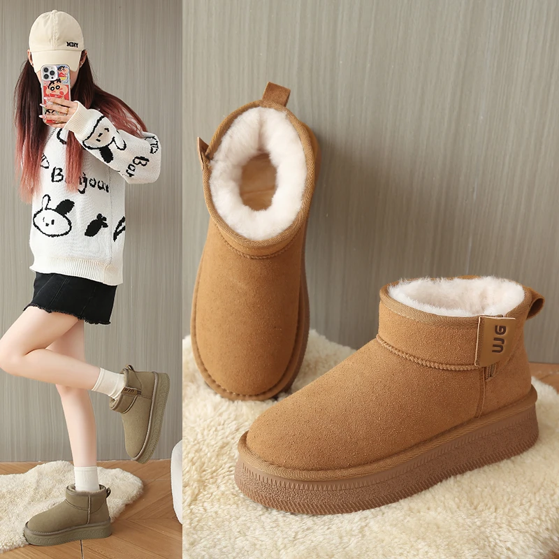 【纯手工东北棉鞋】时尚雪地靴女款秋冬雪地靴百搭厚底加绒加厚保暖