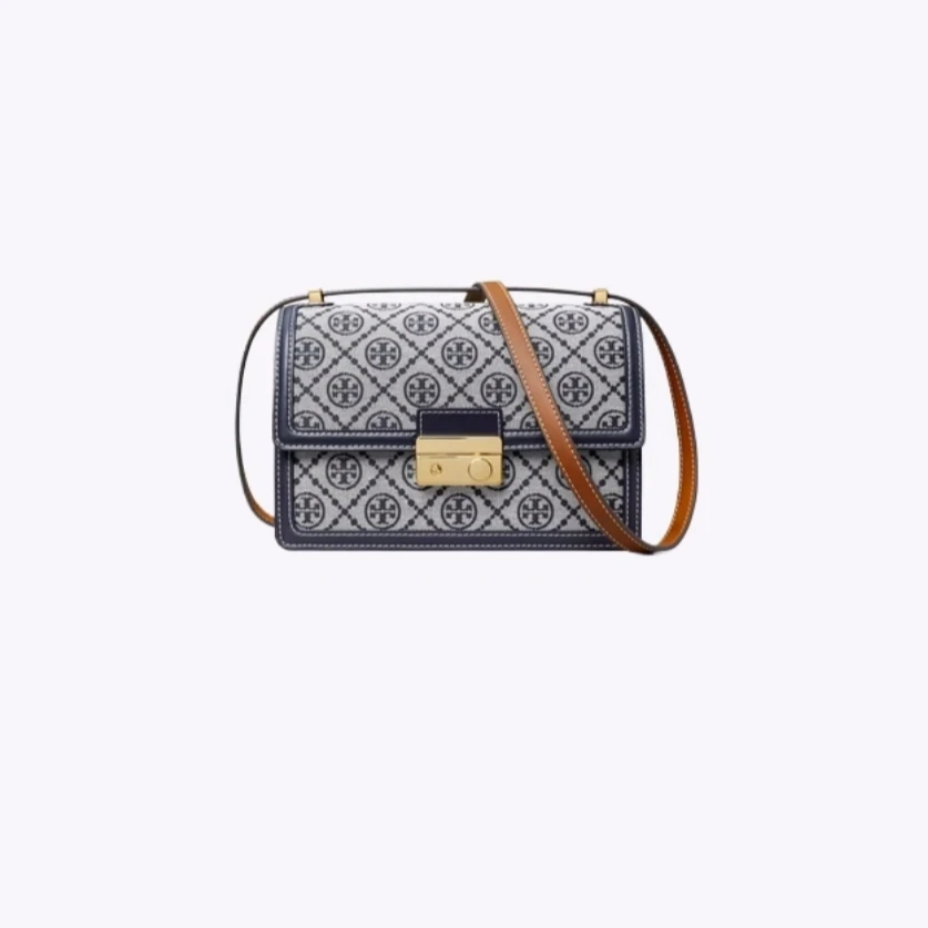 Tory Burch汤丽柏琦 美现J T MONOGRAM蓝色老花单肩包158526-405
