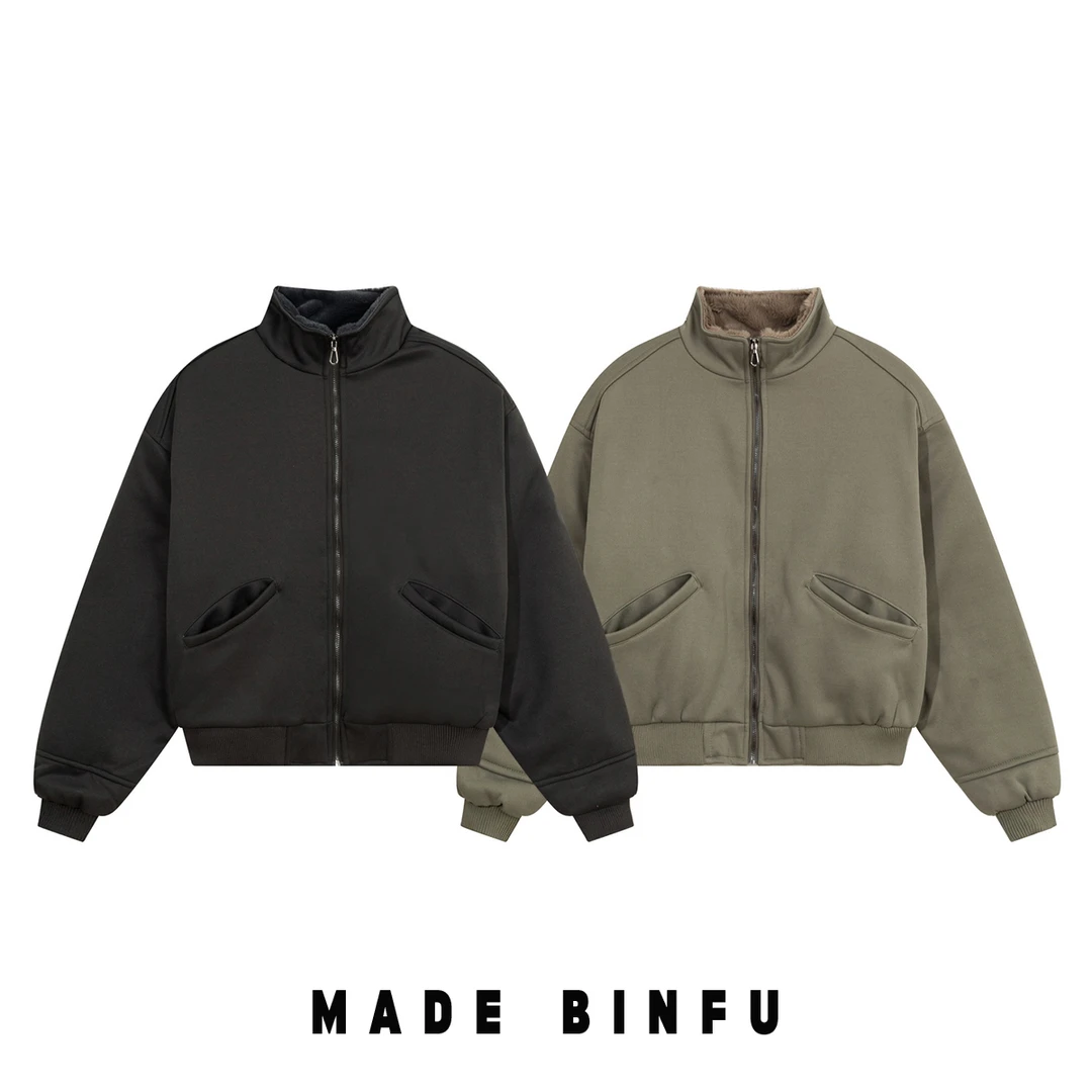 BINFU 冬装新款男女同款加厚冬季拉链宽松棉衣外套