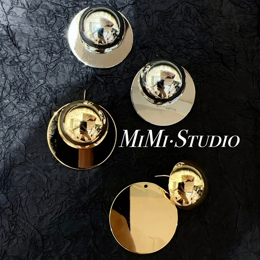 铜合金耳饰 欧美大气可拆卸（圆形切片）秋冬耳钉