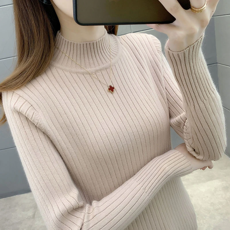 半高领毛衣女2023年秋冬新款加厚修身百搭针织长袖打底衫内搭上衣