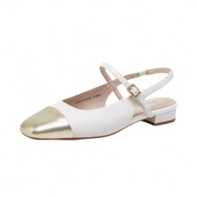 Bata包头凉鞋女商场款小香风羊皮软底凉鞋AKN06BH3