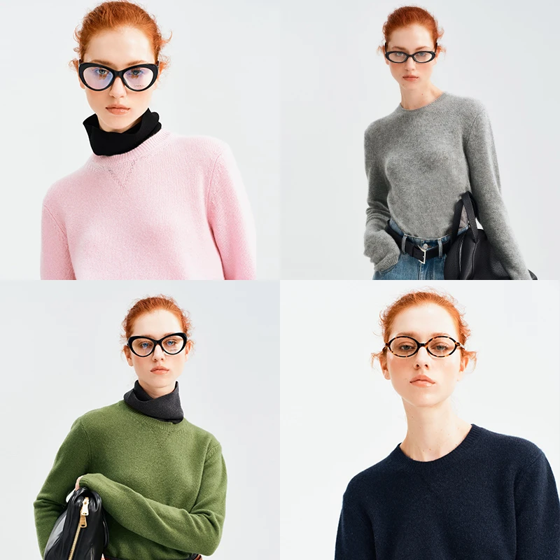 INYASAKO温暖北欧风细腻羊绒直身经典圆领套头百搭针织衫