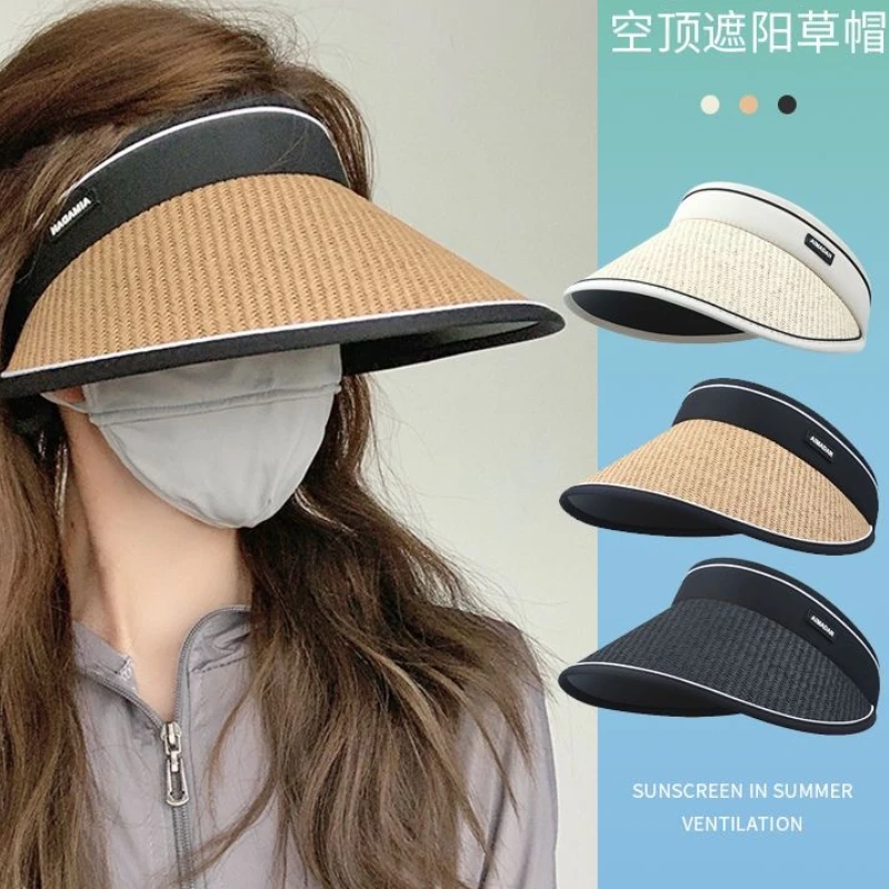 新遮阳帽子女夏季防紫外线遮脸空顶太阳帽骑车黑胶防晒帽女款女士