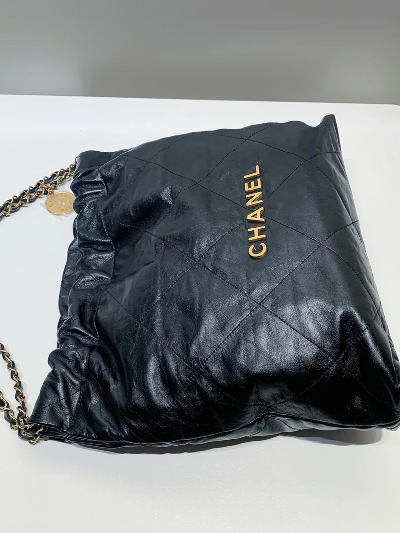 99新 Chanel/香奈儿 HIHI/Chanel 黑金22bag中号 芯片款 底长36cm