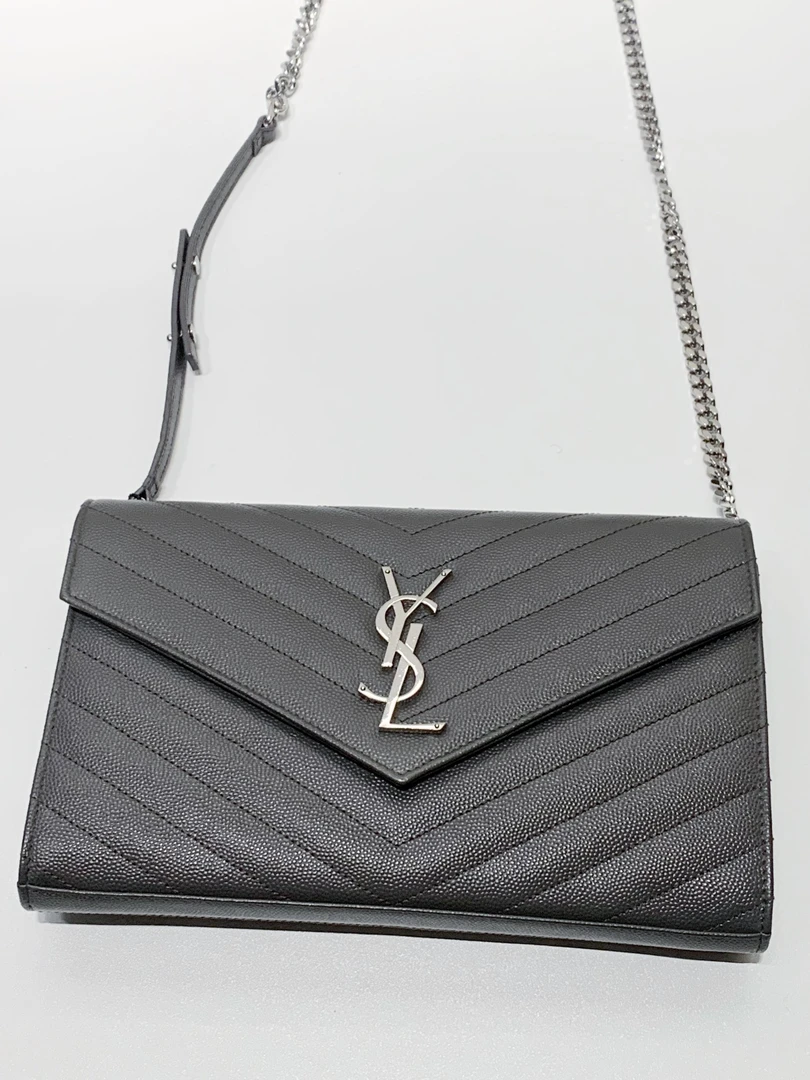 95新 YSL/圣罗兰 HIHI精选/灰色信封单肩包 /10643295