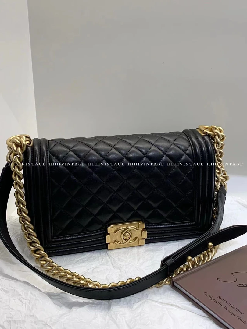 99新 Chanel/香奈儿 HIHI精选/黑金中号Leboy 单肩包/23开