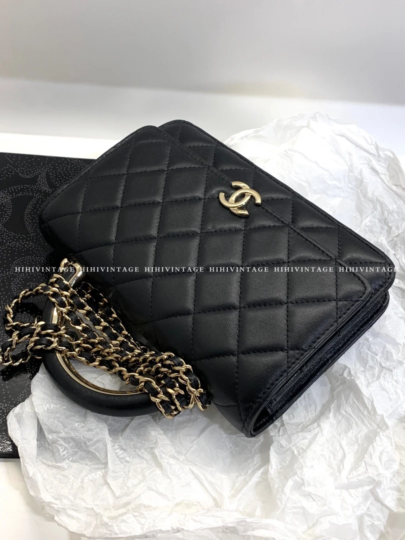 95新 Chanel/香奈儿 HIHI/22A黑金手柄woc芯片款/9497469