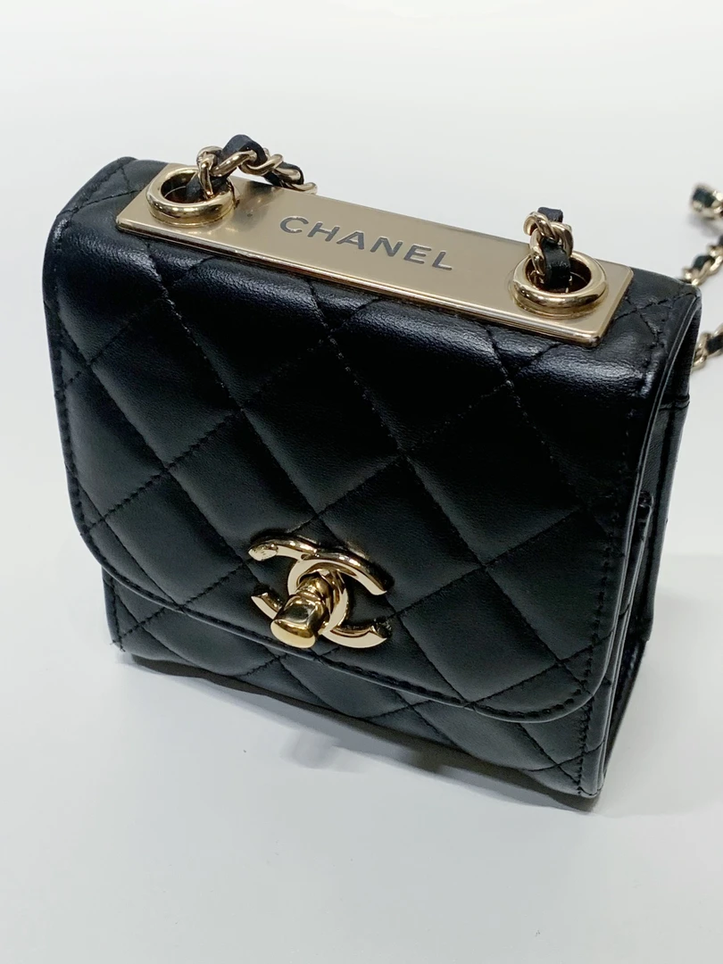 99新  HIHI精选/22B 黑金羊皮Trendy CC mini 新款镭射 底长11CM