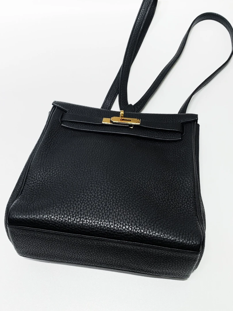 99新 Hermes/爱马仕  黑金Kelly ado双肩包 D刻/10276322/一店