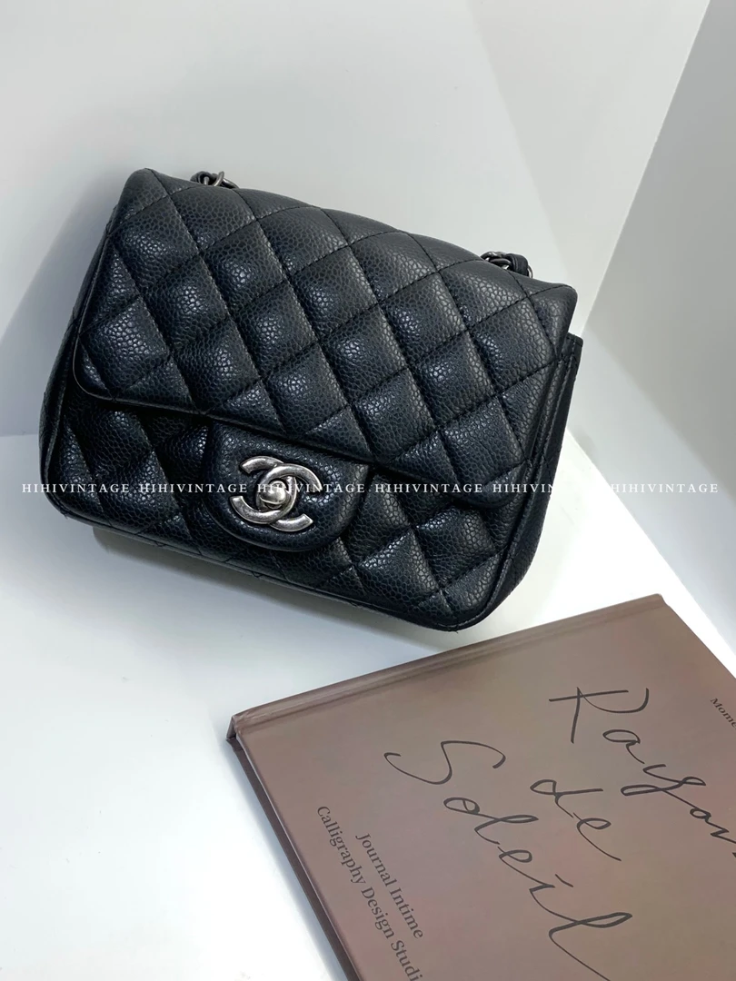 95新 Chanel/香奈儿 HIHI/Chanel 黑银荔枝纹方胖子 21开/7057209
