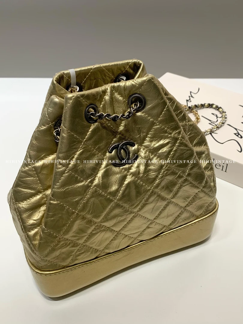 95新 Chanel/香奈儿 HIHI精选/Chanel金色流浪双肩包