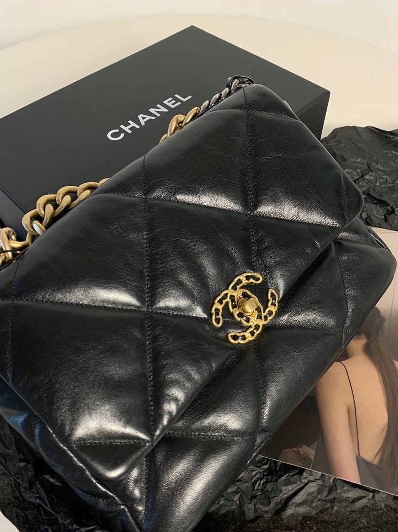 99新 Chanel/香奈儿 HIHI精选/黑金19bag中号 芯片款