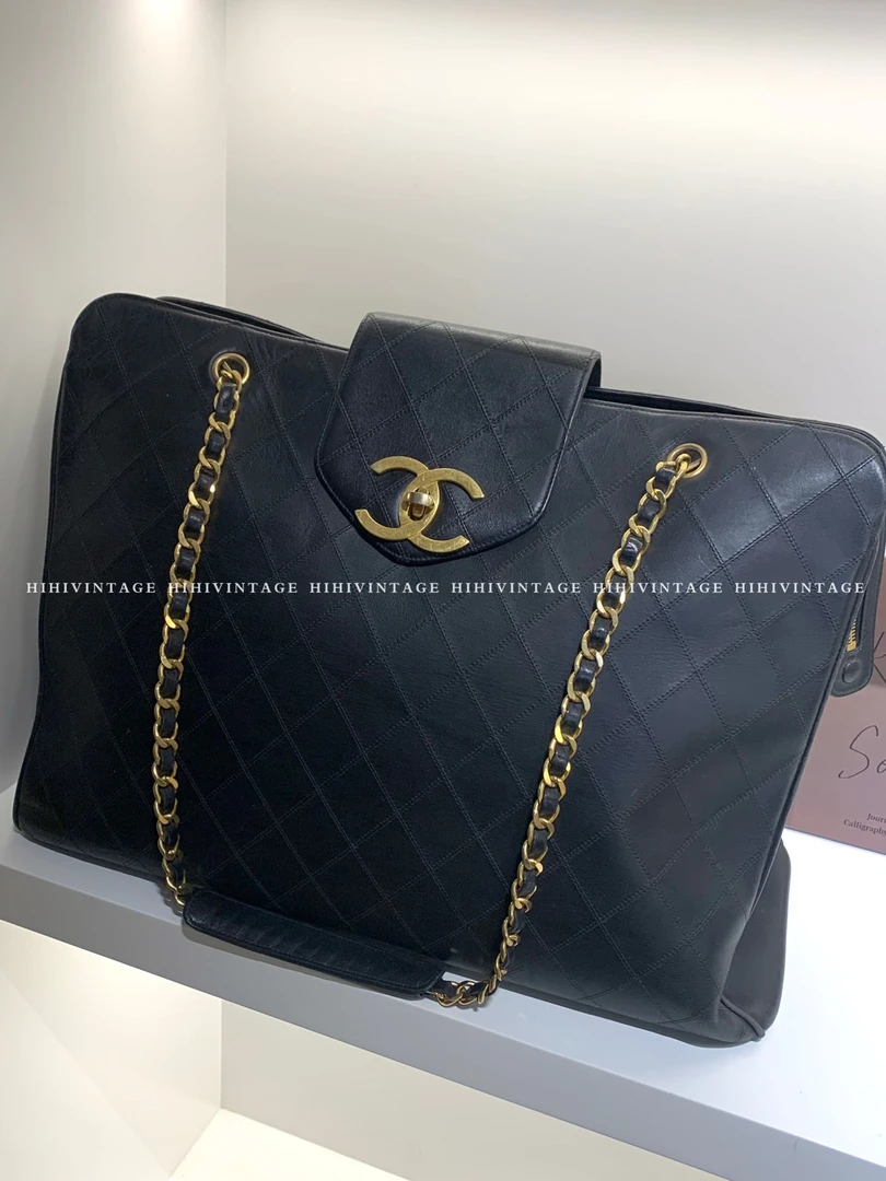 95新 Chanel/香奈儿 HIHI/黑金机场包 2开/8729526/一店