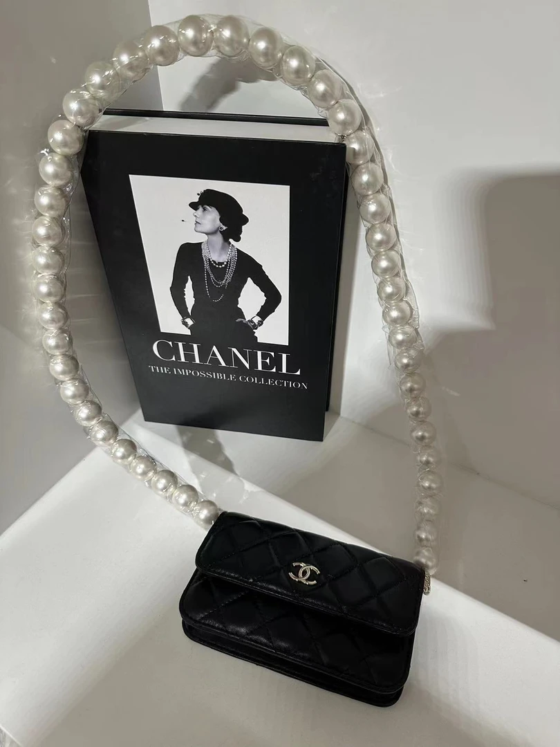 99新 Chanel/香奈儿 HIHI/黑金woc珍珠链条包 8663295