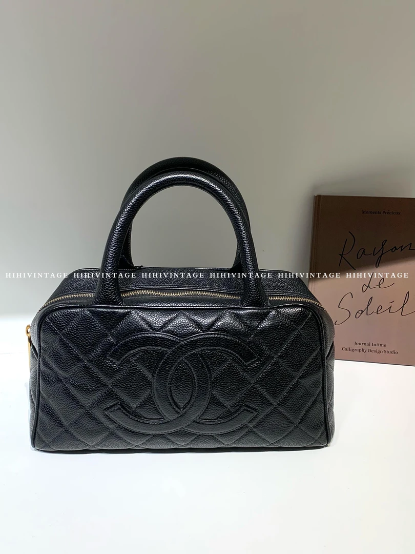 95新 Chanel/香奈儿 HIHI精选/黑金小号保龄球手提包 8开/9105207